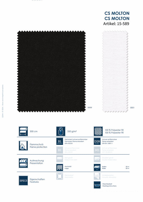 CS Molton 300 cm | 100% Baumwolle |  Flammenhemmend