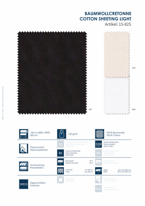 Baumwollcretonne | 100% Baumwolle |  Flammenhemmend