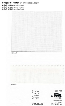 Netzgewebe Jupiter, 100% Trevira CS *30m Rolle