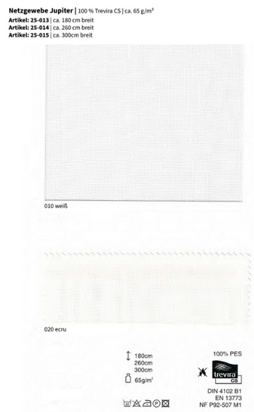Netzgewebe Jupiter, 100% Trevira CS *30m Rolle