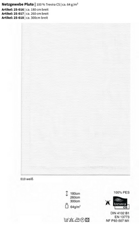 Netzgewebe Pluto, 100% Trevira CS *30m Rolle