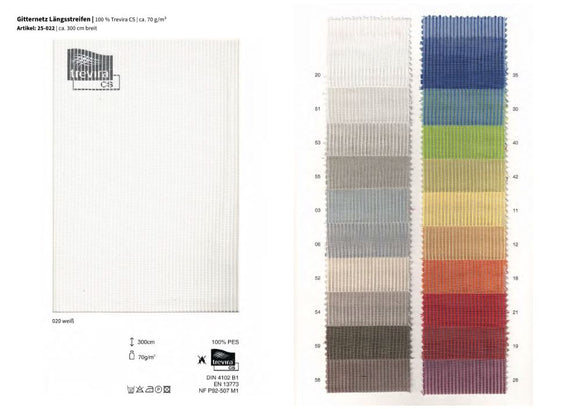 Gitternetz Längsstreifen, 100% Trevira CS *30m Rolle