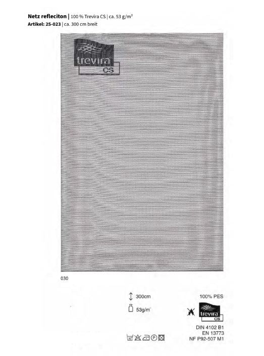Netz refleciton, 100 % Trevira CS *30m Rolle