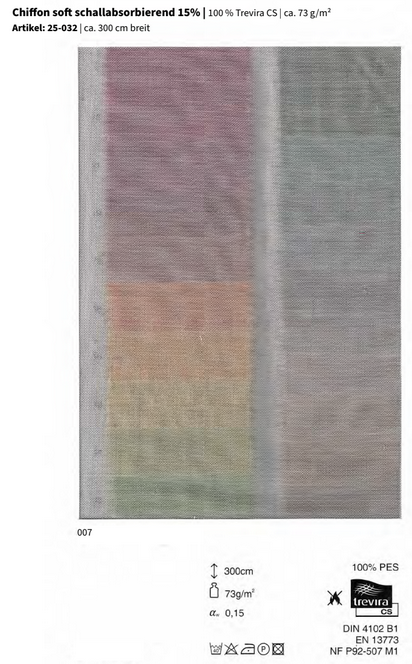 Chiffon soft schallabsorbierend 15%, 100% Trevira CS *30m Rolle