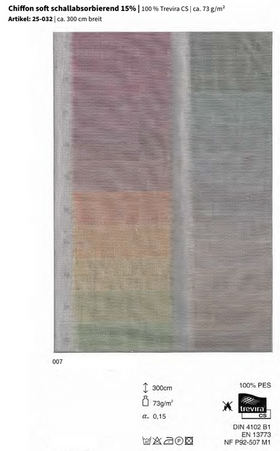 Chiffon soft schallabsorbierend 15%, 100% Trevira CS *30m Rolle