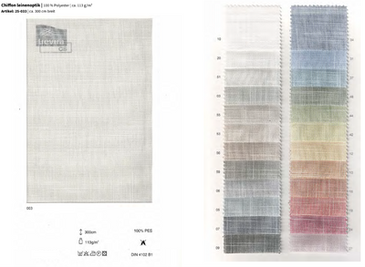 Chiffon Leinenoptik | 100 % Trevira CS *30m Rolle