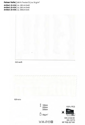 Feiner Voile, 100% Trevira CS *30m Rolle