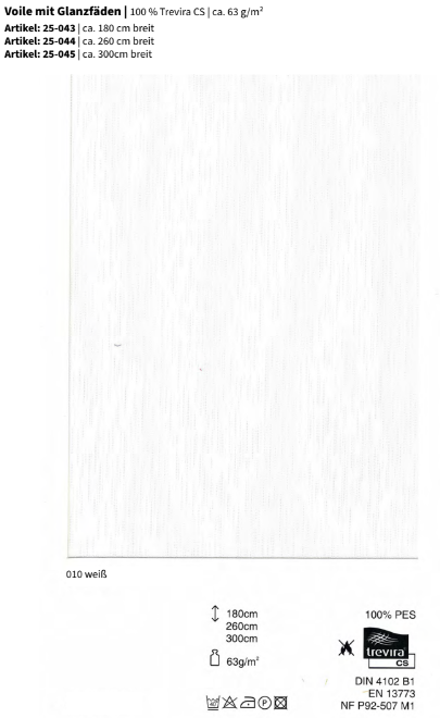 Voile mit Glanzfäden, 100% Trevira CS *30m Rolle