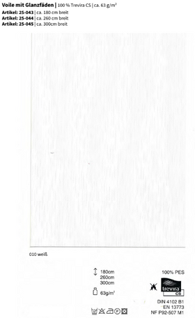 Voile mit Glanzfäden, 100% Trevira CS *30m Rolle