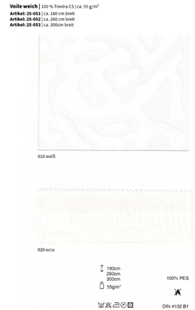 Voile Weich, 100% Trevira CS *30m Rolle