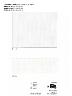 Gitternetz 1mm, 100% Trevira CS *30m Rolle
