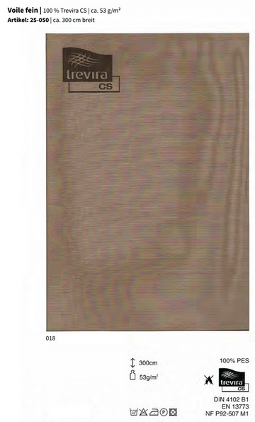 Voile fein, 100 % Trevira CS *30m Rolle